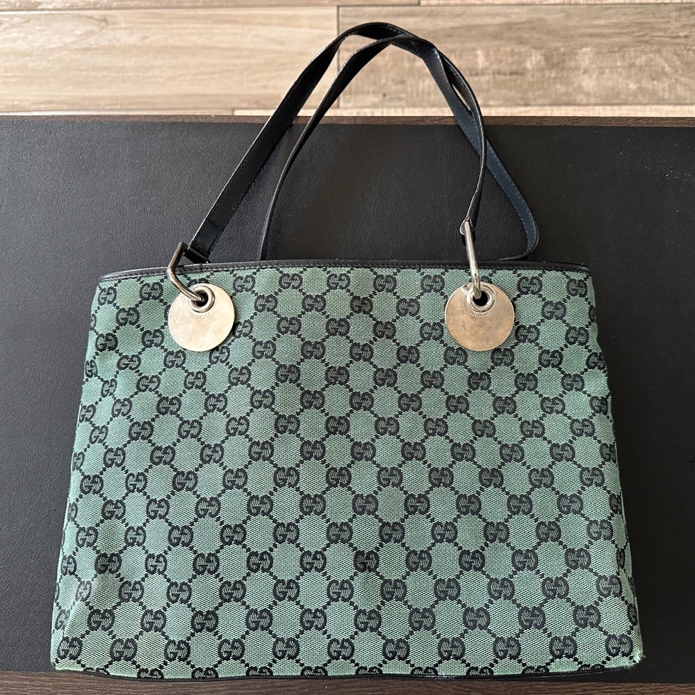 Gucci Green Monogram Tote Bag